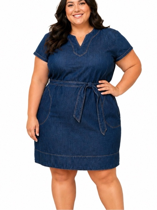 Madewell Dresses & Skirts - St. John's Bay Blue Denim Tie-Waist Dress chambray 100% Cotton jean western SZ L